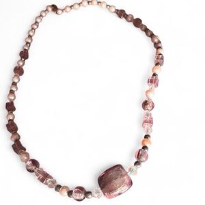 Vintage Pink + Purple Hued Pastel Glass Crystal Necklace ✨